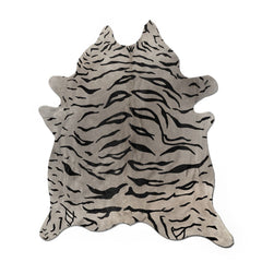 72" X 84" Tiger Black On Grey Cowhide - Rug