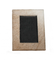 Natural Cowhide Front, Canvas Backing Hanging & Tabletop Picture Frame With Mat