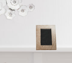 Natural Cowhide Front, Canvas Backing Hanging & Tabletop Picture Frame With Mat