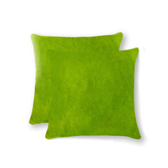 18" X 18" X 5" Lime Cowhide Pillow 2 Pack