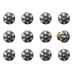 1.5" X 1.5" X 1.5" White Blue And Black Knobs 12 Pack