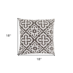 Set Of Two 18" X 18" Taupe Polyester Geometric Zippered Pillow