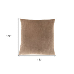 18" X 18" Beige Velvet Polyester Diamond Zippered Pillow
