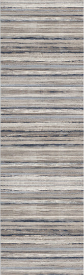 10' Blue and Beige Striped Distressed Runner Rug