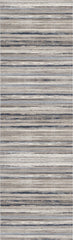 10' Blue and Beige Striped Distressed Runner Rug