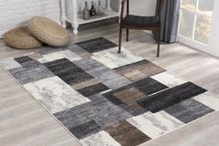 8’ X 11’ Brown Distressed Geometric Area Rug