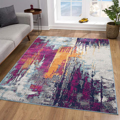 13' Runner Magenta Abstract Dhurrie Runner Rug