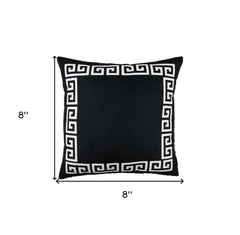Black and White Greek Key Bordered Throw Pillow