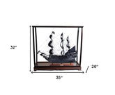 32" Black Black Pearl Pirate Medium Display Case Boat Hand Painted Decorative Boat