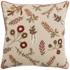 Brown Beige Botanical Sprigs Throw Pillow