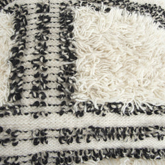 Black and Cream Plaid Super Textured Shag Throw Pillow