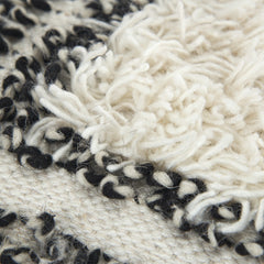 Black and Cream Plaid Super Textured Shag Throw Pillow