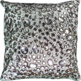 Silver Glam Faux Crystal Jewels Throw Pillow