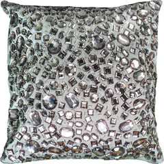 Silver Glam Faux Crystal Jewels Throw Pillow
