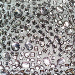 Silver Glam Faux Crystal Jewels Throw Pillow