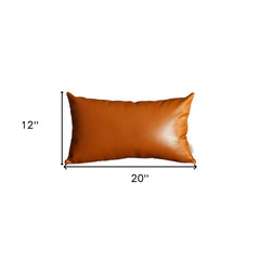 Set Of Four 12" X 20" Brown Faux Leather Pillow Covers