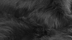6' X 6' Black Round Faux Fur Washable Non Skid Area Rug