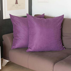 Set Of Two 26" X 26" Purple Polyester Zippered Pillow Cover