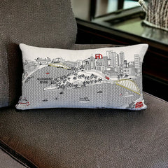 24" White Pittsburgh Daylight Skyline Lumbar Decorative Pillow
