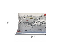 24" White Pittsburgh Daylight Skyline Lumbar Decorative Pillow