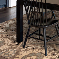 9' X 12' Light Blue Floral Power Loom Stain Resistant Area Rug