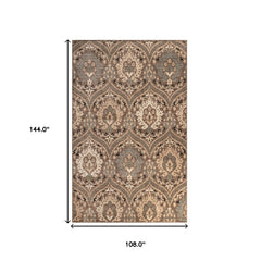 9' X 12' Light Blue Floral Power Loom Stain Resistant Area Rug