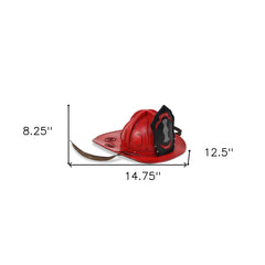 8" Red and Black Metal Fireman Hand Painted Figurine