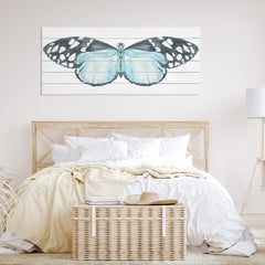 Blue Butterfly Moth Unframed Wood Wall Art