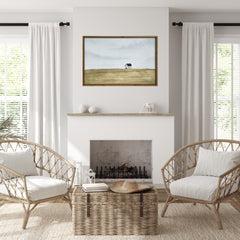 Rural Farm Home Brown Framed Painting Wall Art