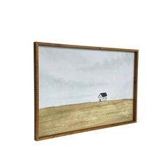 Rural Farm Home Brown Framed Painting Wall Art