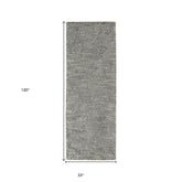 10' Gray Abstract Hand Woven Runner Rug
