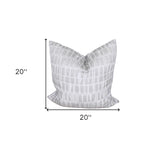 20" X 20" Gray and White Geometric Polyester Zippered Pillow