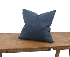 20" X 20" Blue and White Damask Polyester Zippered Pillow With Embroidery