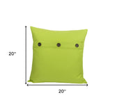 20" X 20" Green Linen Blend Zippered Pillow With Buttons