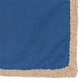 24" X 24" Blue and Brown Polyester Zippered Pillow with Jute Trim