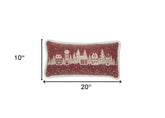 10"x20" Red Snow Christmas Polyester Street Scene Zippered Pillow