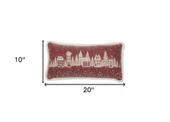 10"x20" Red Snow Christmas Polyester Street Scene Zippered Pillow