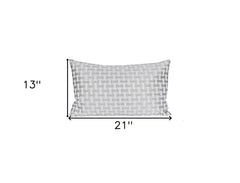 13" X 21" Gray and White Checkered Polyester Zippered Pillow