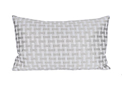 13" X 21" Gray and White Checkered Polyester Zippered Pillow