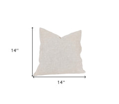 14" X 14" Gray and Red Reindeer Christmas Santa and Sleigh Linen Blend Zippered Pillow With Applique