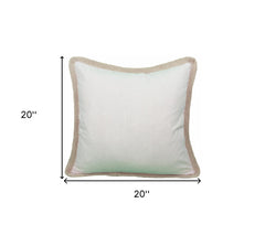 20"x20" Beige and Ivory Linen Blend Zippered Pillow