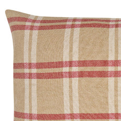 16" X 24" Brown and Red Checkered Linen Blend Zippered Pillow