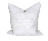 20" X 20" Gray and White Floral Polyester Zippered Pillow