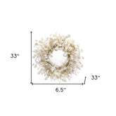 33" Beige and Brown Artificial Eucalyptus Wreath