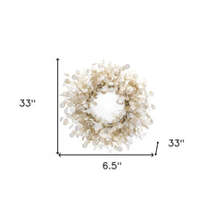 33" Beige and Brown Artificial Eucalyptus Wreath