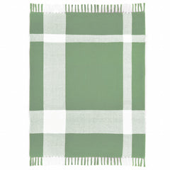 Green Woven Cotton Checkered Throw Blanket