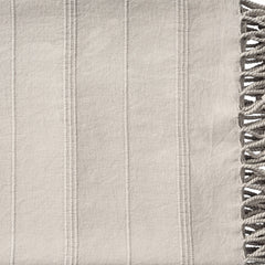 Beige Woven Cotton Striped Throw Blanket
