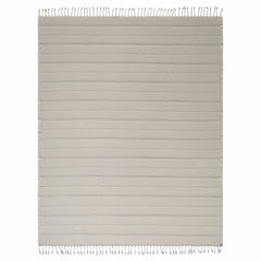 Beige Woven Cotton Striped Throw Blanket
