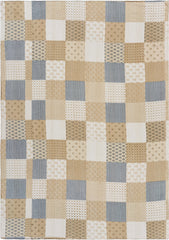 Beige Knitted Cotton Patchwork Throw Blanket