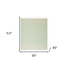 Turquoise Woven Cotton Striped Throw Blanket